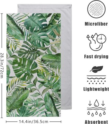 Різдвяні кухонні рушники Kwlegh, рушник для рук, різдвяна ялинка, цукерка-тростина, сніжинка, рушник для пальців, набір з 2 шт. , милий чоловічий банний рушник, високопоглинаючі рушники, 36 шт. (тропічне листя)