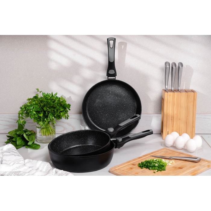 ARDESTO Сковорода глибока зі знімною ручкою Gemini Bari, 28см, алюміній, чорний
