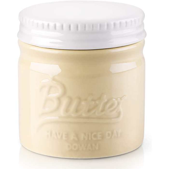 Фарфоровый горшок для масла с крышкой желтый DOWAN