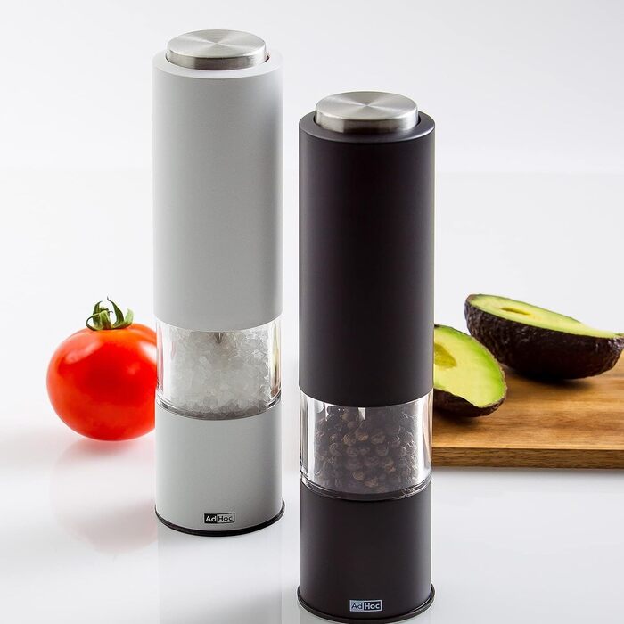 Млин для перцю та солі електричний, набір 2 предмети, чорний/білий Tropica AdHoc