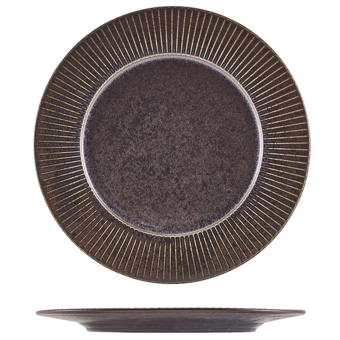 Тарілка 29 см, Terra Porcelain Black Fluted, GenWare