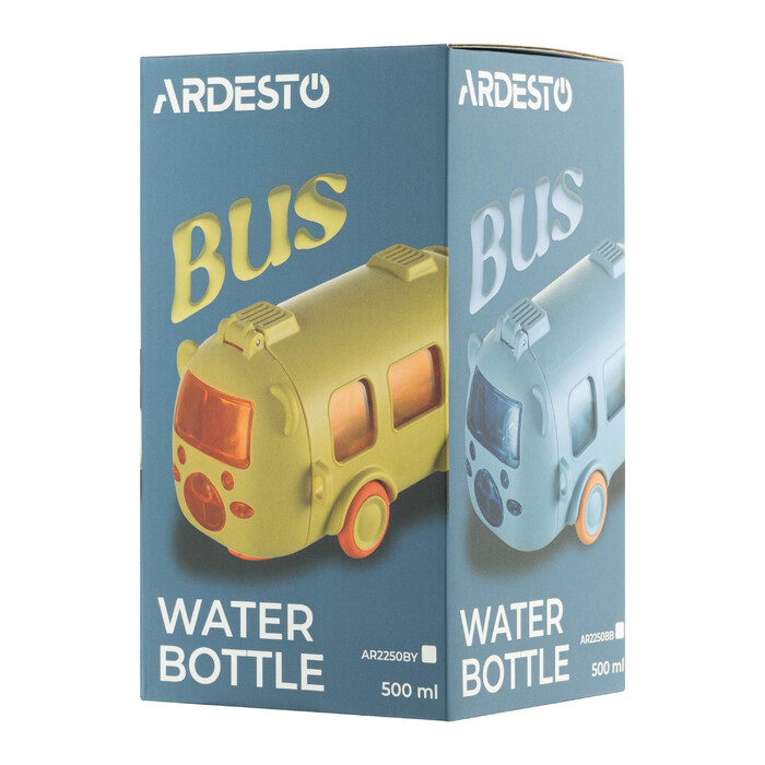 Пляшка для води Ardesto Bear Bus 500мл, пластик, жовтий