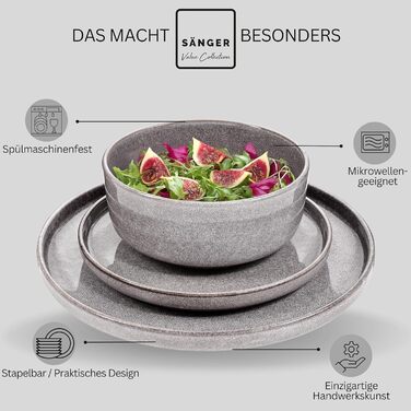 Набір посуду на 6 персон, 30 предметів, сірий Cairo Sänger