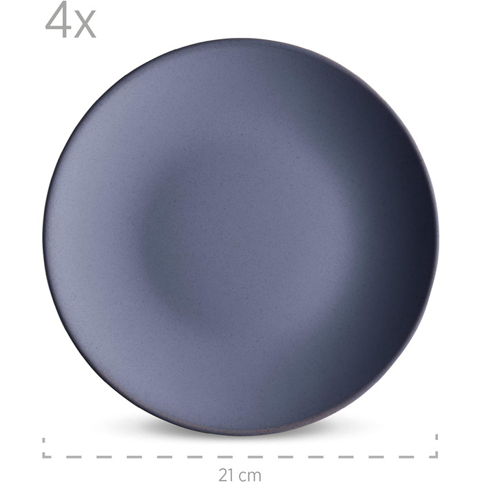 Набор посуды MSER 931545 Ossia на 4 персоны в средиземноморском винтажном стиле, комбинированный сервиз из 16 предметов из керамики (антрацитовый синий)