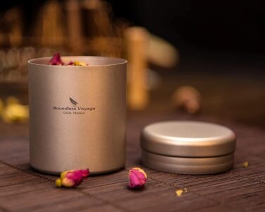 Безмежна подорож Титанова чайна каністра Caddy Надлегкий і невеликий круглий кухонний контейнер для зберігання їжі для розсипного чаю, кави, спецій, бобів, цукру (Ti3209d-120 мл)