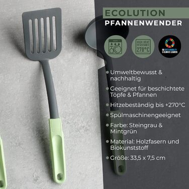 Лопатка із щілинами 33,5 см сіро-зелена Ecolution Fackelmann