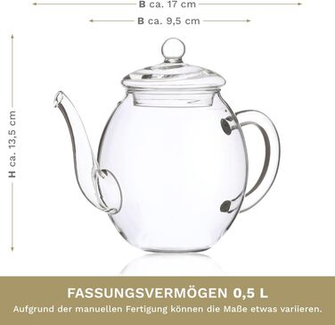 Чайник заварочный стеклянный с крышкой 0,5 л Creano