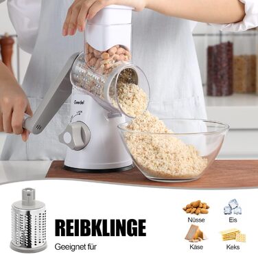 Терка для сыра/овощей с 3 ножами барабана серый Geedel