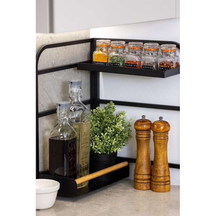 Набір баночок для спецій 70 мл, 6 предметів з дерев'яною полицею Kilner