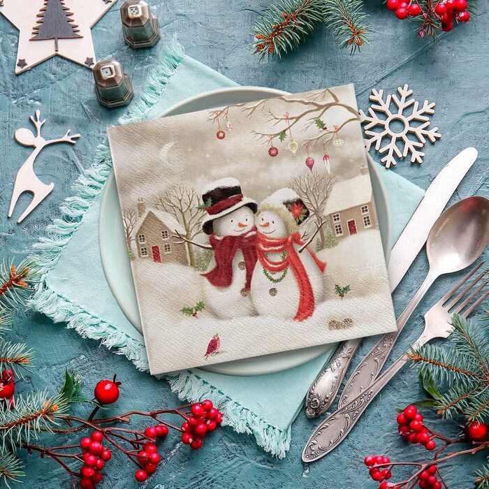 Серветки для різдвяного столу 3-шарові 20 шт. PAW Decor Collection