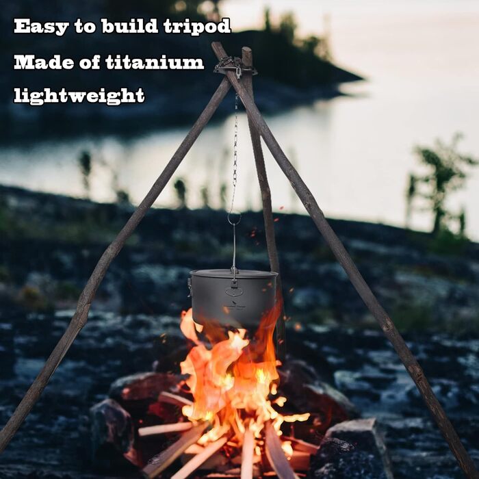 Кемпінгова титанова регульована вішалка для горщиків Ti9012O iBasingo