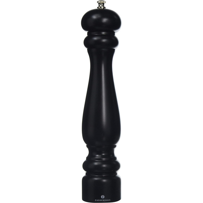 Млин для перцю Zassenhaus ПОТСДАМ , Помел регульований від дрібного до грубого, Керамічна шліфувальна машина Zassenhaus Зроблено в Німеччині , Ручний млин для перцю , Вже попередньо наповнений , Чорний матовий , 30 см 30 см Чорний