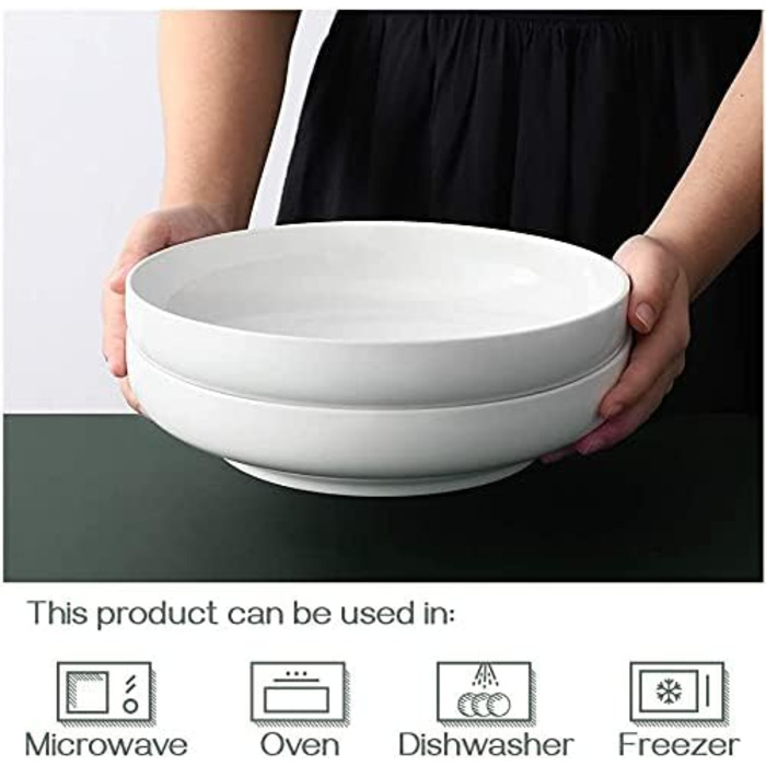 Миска сервірувальна порцелянова 1,89 л, набір 2 предмети, білий Dowan