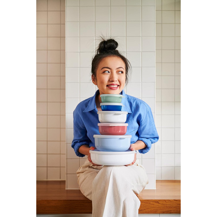 Набір із 3 предметів Lumina Контейнери для зберігання продуктів із кришкою для холодильника, морозильної камери, пароварки та мікрохвильової печі 250 мл, 750 мл і 1500 мл (яскраво-синій)