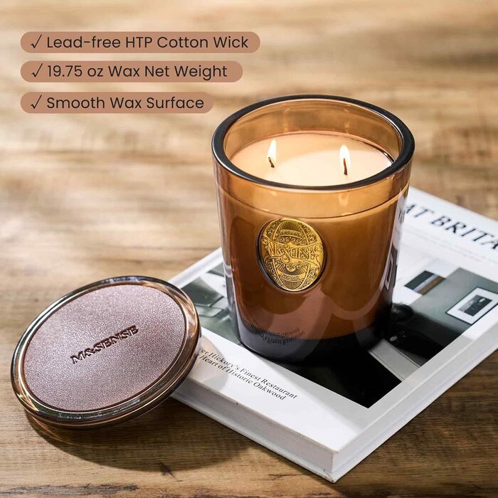 Ароматна свічка M&SENSE Лісова хатина, ароматичні свічки у склянці, натуральна соєва свічка, час горіння 55 годин, подарункові свічки для жінок та чоловіків, подарункова свічка (еспресо з гарячою карамеллю, 560 г)