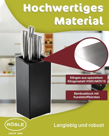 Набір ножів з дерев'яним блоком, 6 предметів Basic Line Rosle