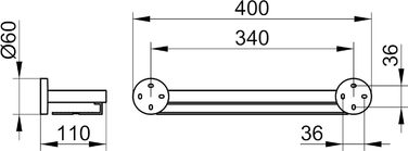 Душевая полка Keuco из глянцевого хромированного металла с анодированным алюминием, 140x6 см, настенная душевая полка, Edition 90