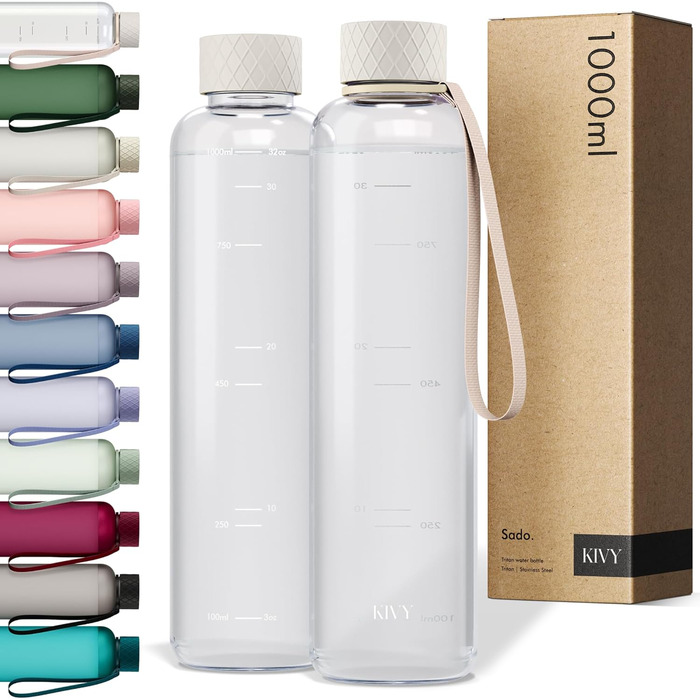 Пляшка для води 1 л тританова, кремова прозора KIVY