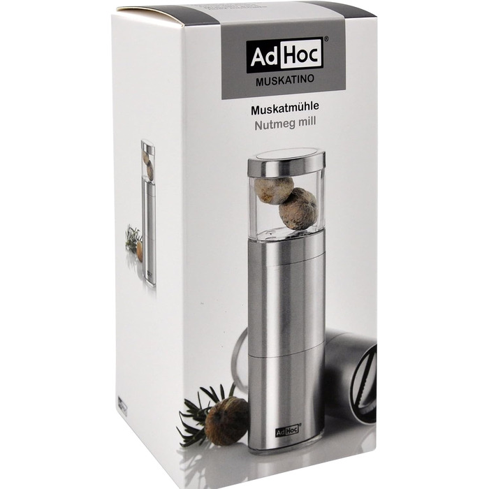 Млин для мускатних горіхів 12,5 см, сріблястий Muskatino AdHoc