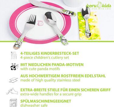 Дитячі столові прибори Панда, набір 4 предмети Koru Kids