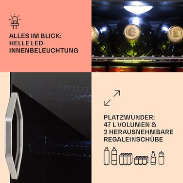 Міні-холодильник зі скляними дверцятами 47 л червоний Klarstein