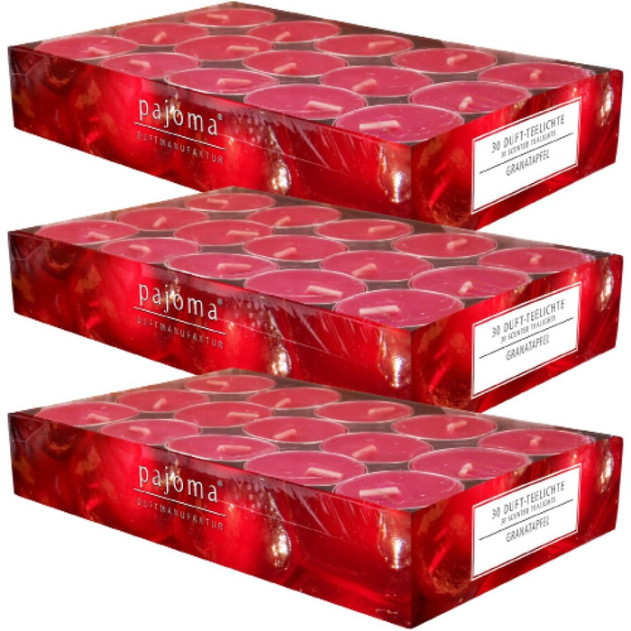 Ароматичних чайних свічок 3x30 шт. ароматичні свічки багато ароматів на вибір висота 1,5 см, Ø 3,5 см (гранат, 3 x 30 шт. у упаковці), 90