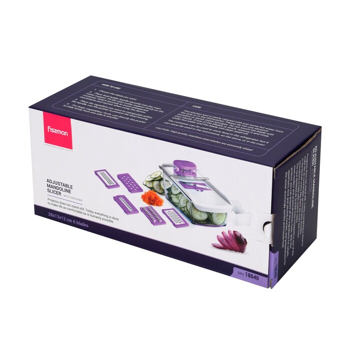 Терка Fissman шинковказ з контейнером 28x13x12 см з 6 змінними лезами нержавеющая сталь (18640)