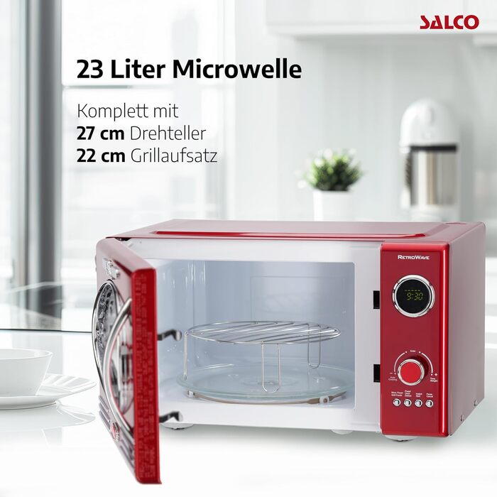 Мікрохвильова піч 2-в-1, 900 Вт червоний Salco