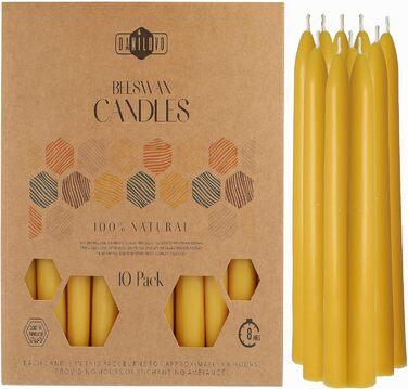 Воскові свічки Danilovo - Натуральні, екологічно чисті, довгогорючі воскові свічки для будь-якої нагоди та підсвічники - Свічки з ароматом меду, з чистого бджолиного воску (10, 20 см)