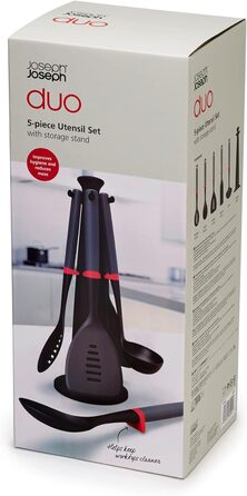 Набір кухонного приладдя, 5 предметів зі стійкою, сірий Duo Joseph Joseph