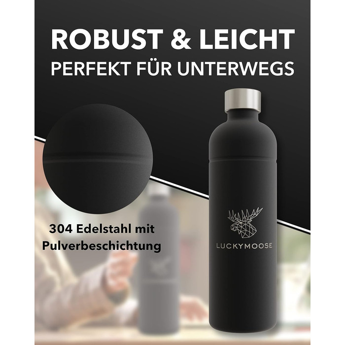 Пляшка для апаратів газування води 1,25 л, набір 2 предмети, чорний Luckymoose
