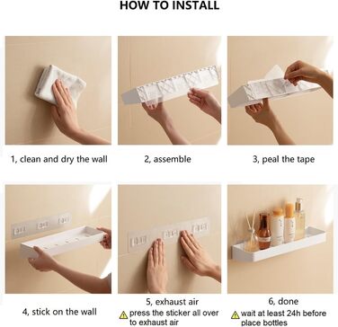 Полиця для ванної самоклеюча, набір 2 предмети, білий YUHIAKE