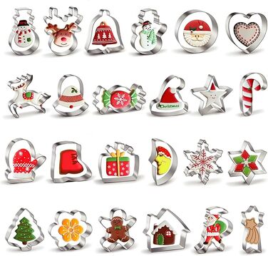 Різдвяні формочки для печива, нержавіюча сталь 24 шт ROELLY