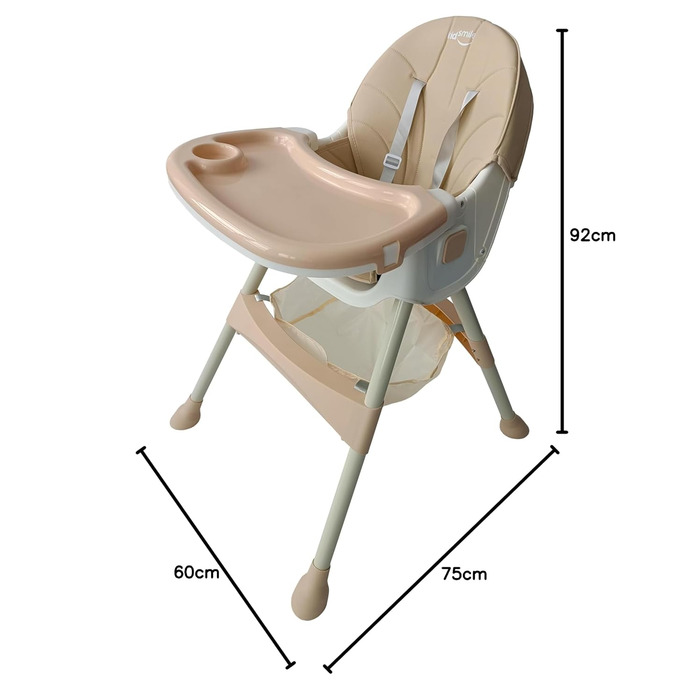 Дитячий стільчик для годування 4 в 1 від 6 місяців з підставкою для ніг бежевий BDW