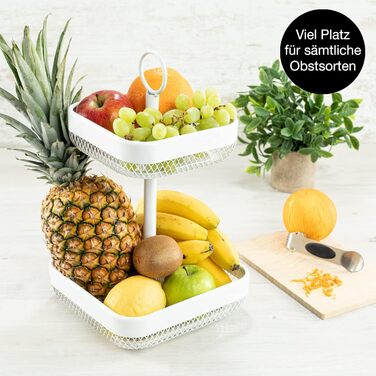 Підставка для фруктового торта Moritz & Moritz металева - підставка для торта з фруктовим кошиком - підставка для торта з фруктовою мискою (біла, квадратна)