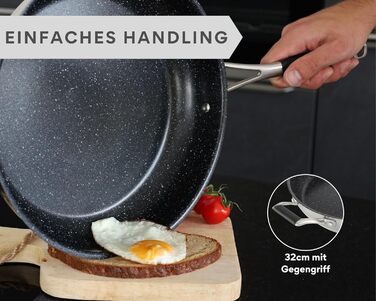 Сковорода из нержавеющей стали 32 см с покрытием и двумя ручками, черная Ultime DIVORY