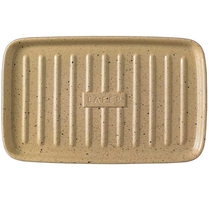 Блюдо для гриля з вертикальною решіткою прямокутне, 33 x 23 x 3,5 см, бежеве / чорне, Lafer BBQ Römertopf
