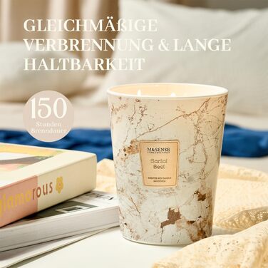 Ароматизована свічка M&SENSE велика Чорні ароматизовані свічки у склянці Ароматизована свічка з натурального соєвого воску Розслаблююча ароматерапія Подарунок для жінок та чоловіків, Різдво Час горіння 75 годин та 2 ґноти (Сантал, 990 г)