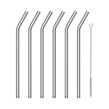 Набір скляних соломинок для пиття зі щіткою 23 см, 7 предметів сірий Sala Blomus
