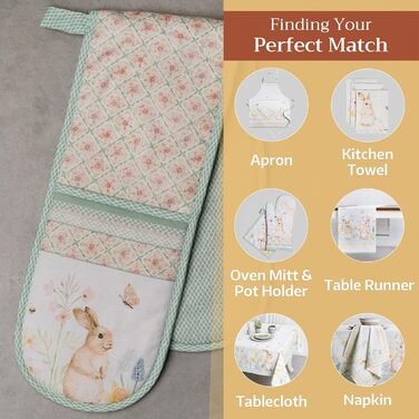 Рукавички для духовки Maison d&39 Hermine, Прихватки, 100 бавовна, термостійкі кухонні рукавички, рукавички для духовки (19 см x 33 см) та прихватки (20 см x 20 см) для приготування їжі, Морзін - Рукавички для духовки на День подяки/Різдво (19 x 33 см) та