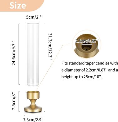 Скляний циліндричний свічник 2 шт. 31 см NUPTIO