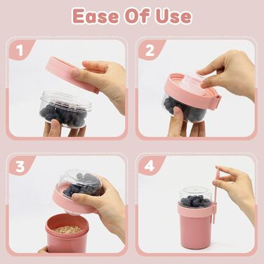 Стаканчик для пластівців 870 мл з ложкою та щіточкою, рожевий Forbabe