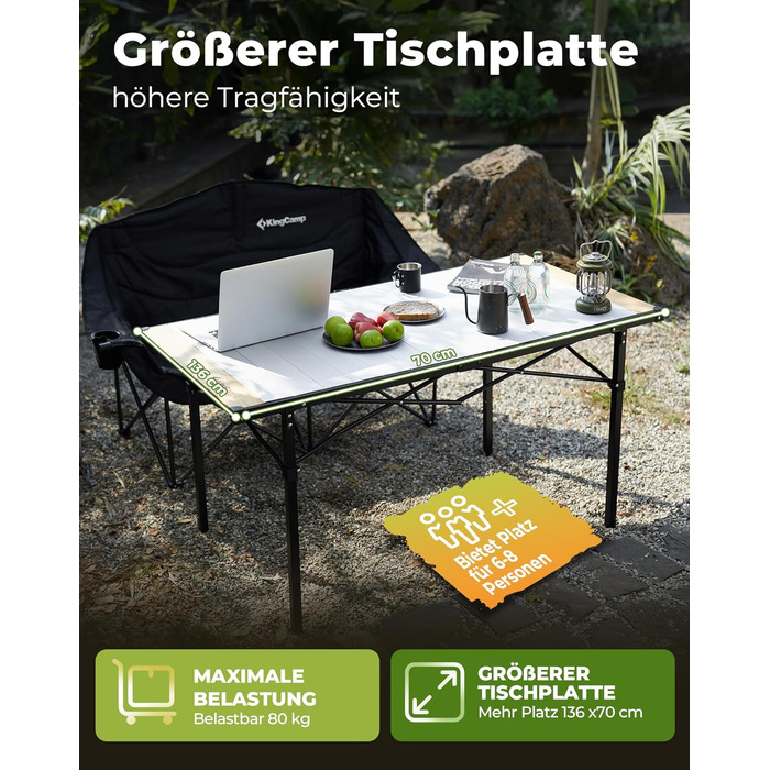 Складаний кемпінговий стіл 136 х 70 см KingCamp
