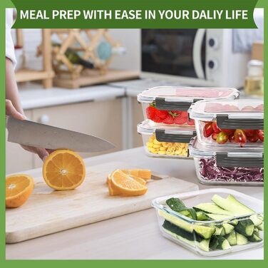 Набор из 5 стеклянных контейнеров для хранения продуктов 1 л с крышками Skroam