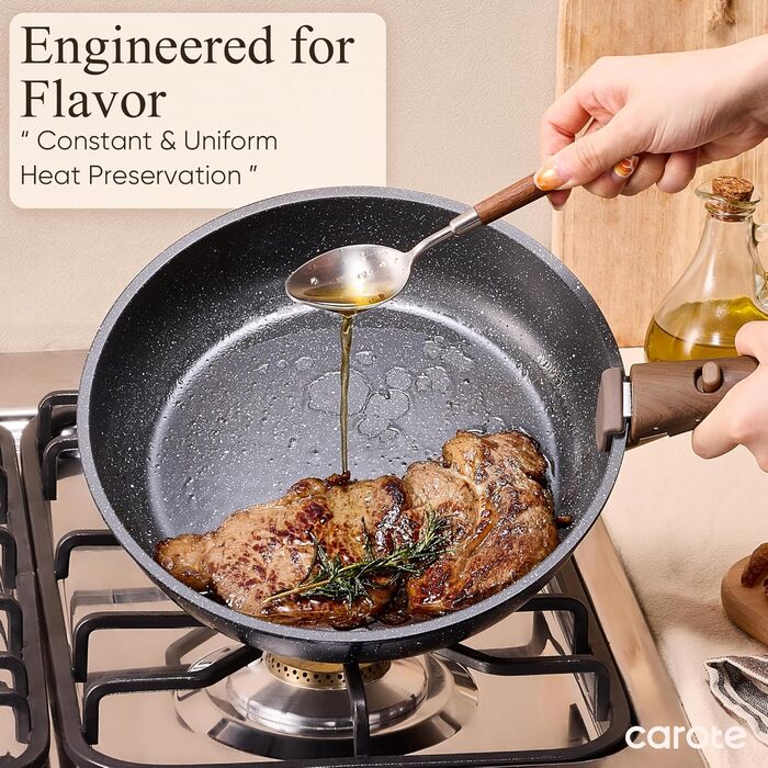 Набір кухонного посуду з 25 предметів, чорний граніт CAROTE