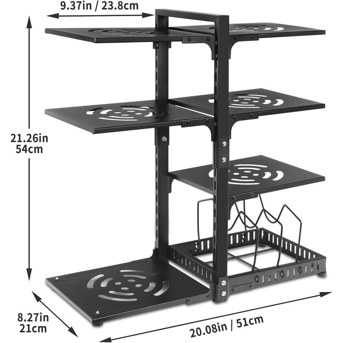 Органайзер для каструль CASONNIK, 7-ярусний регульований міцний органайзер для кухонних шаф, багатоцільовий для зберігання каструль та сковорідок (стійка для каструль 61)