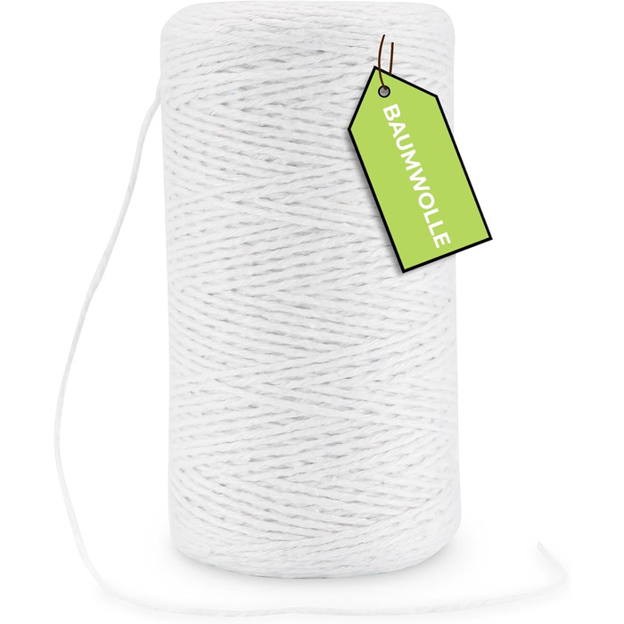 Шпагат Rietlow Cotton Twine 200 м - Кухонний шпагат безпечний для харчових продуктів - Нитка для зв&39язування, випікання, приготування їжі або гриля - Шпагат для смаження - Шпагат м&39ясний - Кулінарний шпагат - Шпагат для ковбаси - Зв&39язування рулетів