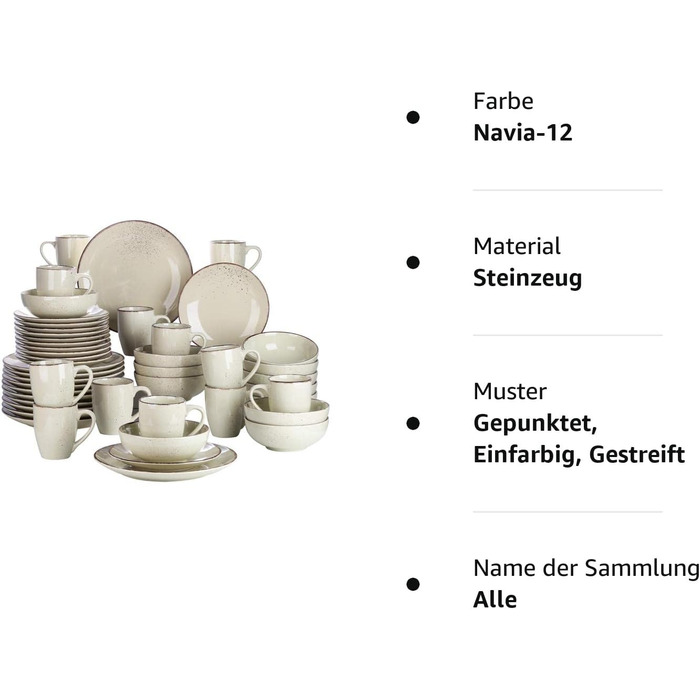 Комбінований набір посуду з кераміки із 48 предметів Navia vancasso