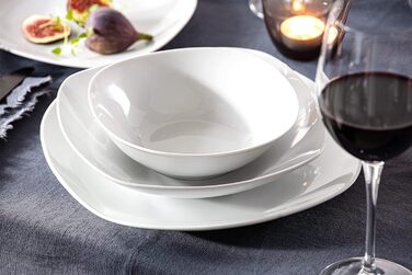 ПЕВЕЦ Белый столовый сервиз Bilgola, набор фарфоровой посуды из 30 предметов на 6 персон, набор тарелок округлого дизайна, обеденная тарелка (миски для хлопьев 6 шт.)