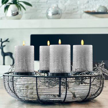 Набір із 4 свічок-стійок Brandsseller 7 x 10 см Однотонні та виготовлені з парафіну Сільські свічки з тривалим часом горіння Декоративні свічки для прикраси столу, Різдва та вечірок (7 x 14 см Набір із 4 шт. , сірий)